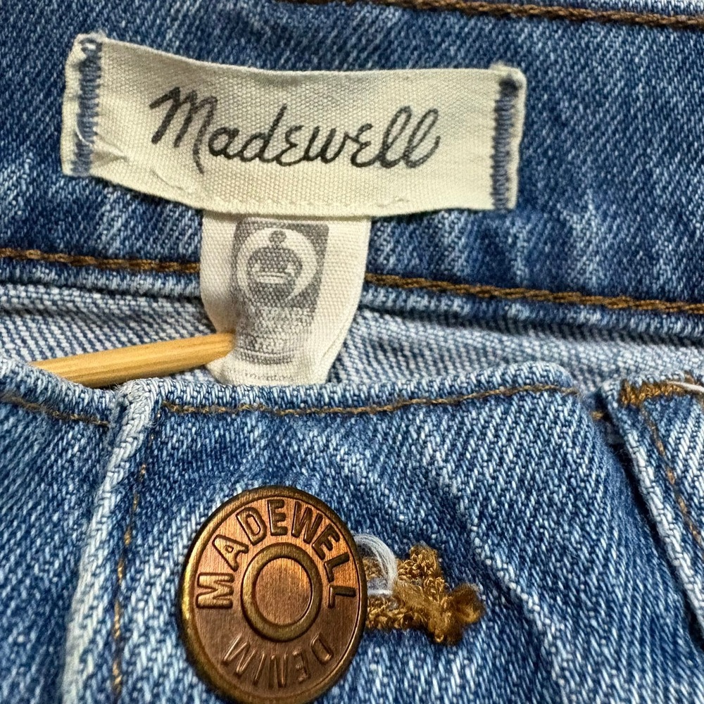 Madewell Denim Shorts 27 Blue High Rise Distressed Raw Hem Cutoff Relaxed Fit - Picture 4 of 6
